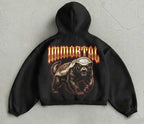 HUMEC “IMMORTAL” Heavyweight 400 GSM French Terry Zipper Hoodie – Premium Double Silicone Bio-Washed