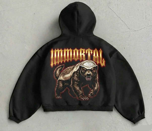 HUMEC “IMMORTAL” Heavyweight 400 GSM French Terry Zipper Hoodie – Premium Double Silicone Bio-Washed