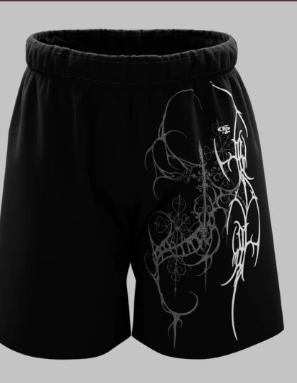 White Flame Black Shorts