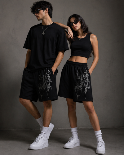 White Flame Black Shorts