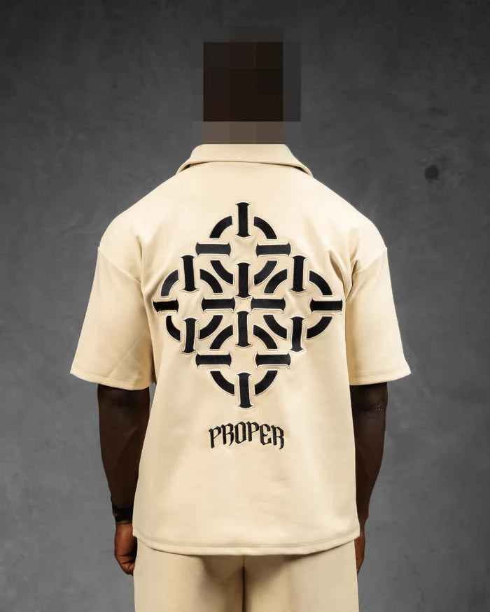 DIAMOND ZIP UP SHIRT STONE