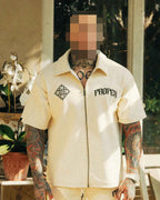 DIAMOND ZIP UP SHIRT STONE
